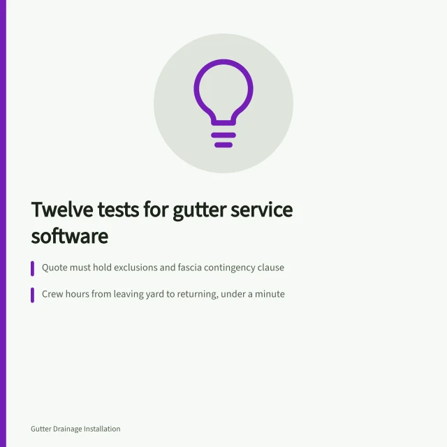 Card listing twelve trial tests for choosing gutter service software. Choosing gutter service software: reviews and verdicts