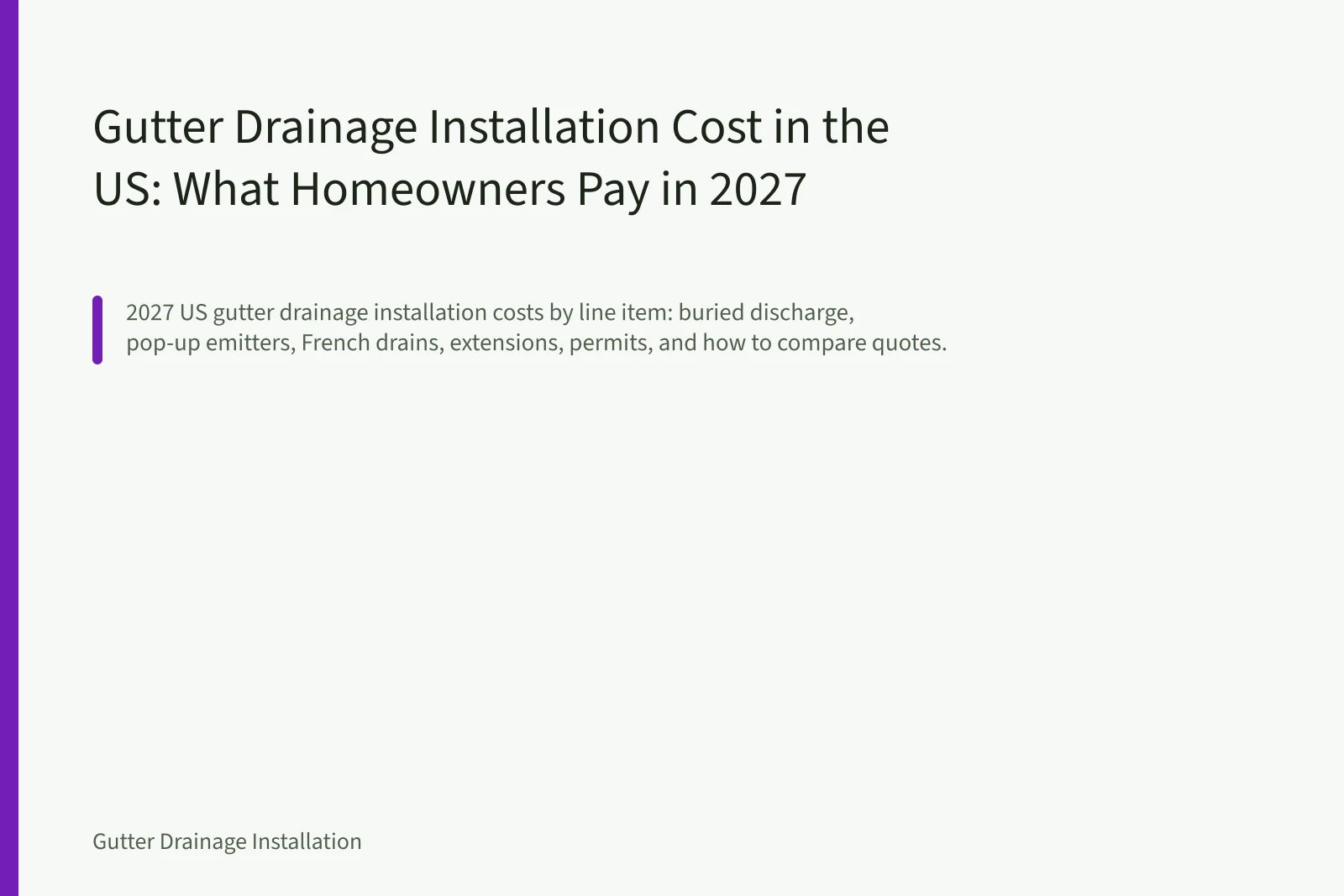 Buried PVC downspout drainage pipe in gravel trench beside house. Gutter Drainage Installation Cost in the US: What Homeowners Pay in 2027