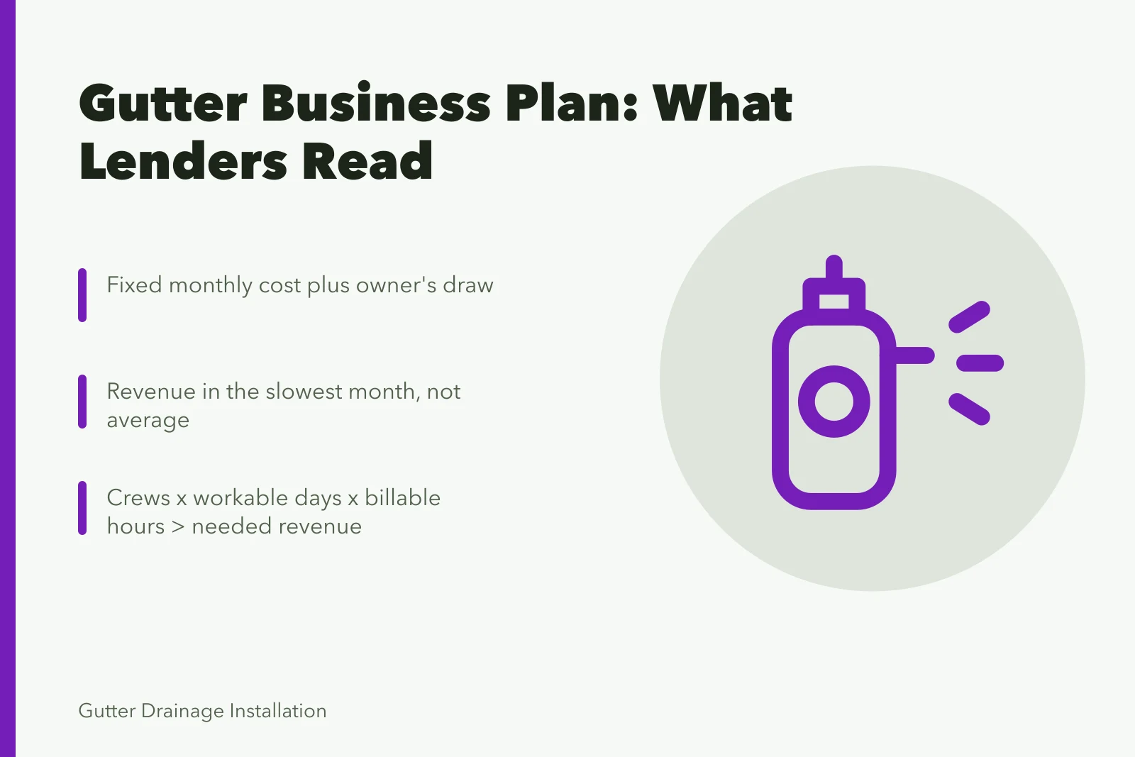 Card on gutter service business plan sections, capacity test and seasonality. The plan behind a gutter service business: what to write down