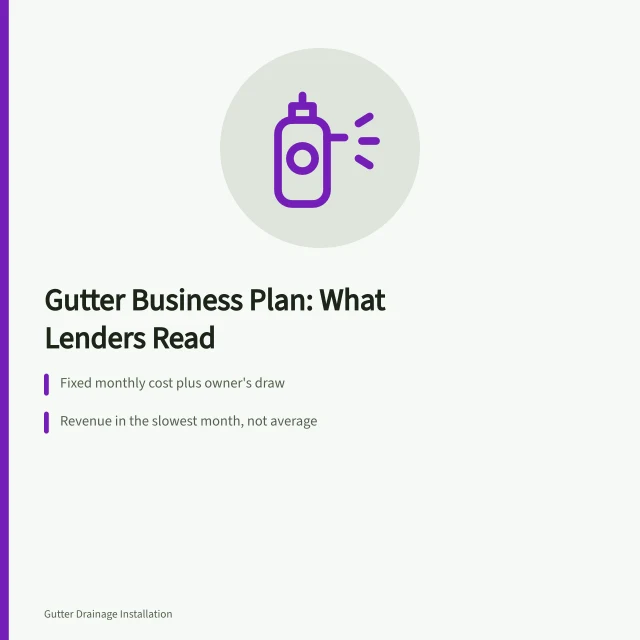 Card on gutter service business plan sections, capacity test and seasonality. The plan behind a gutter service business: what to write down
