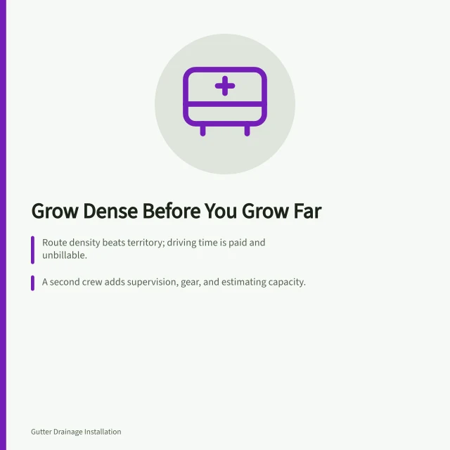 Card on gutter service expansion: density, second crew costs, new market rules. How a gutter service business expands sensibly