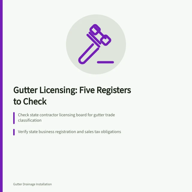 Illustration of gutter licensing compliance registers and contractor regulation layers. What a gutter service business needs to operate legally