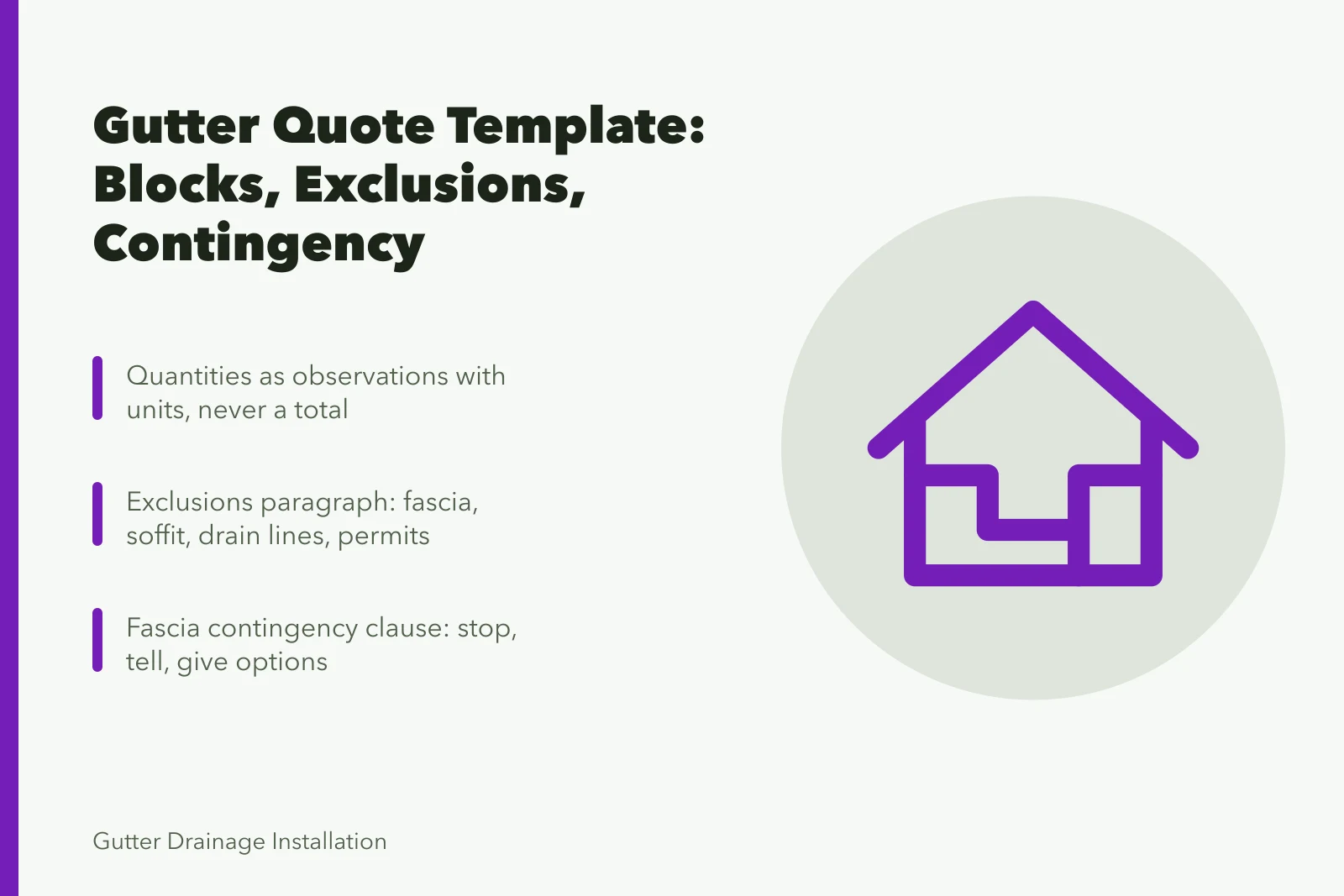 Gutter service quote template with quantities, exclusions, and contingency clause. Gutter service quotes that clients accept: a template with priced examples