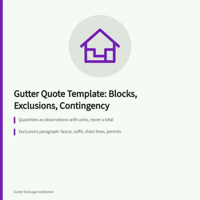 Gutter service quote template with quantities, exclusions, and contingency clause. Gutter service quotes that clients accept: a template with priced examples