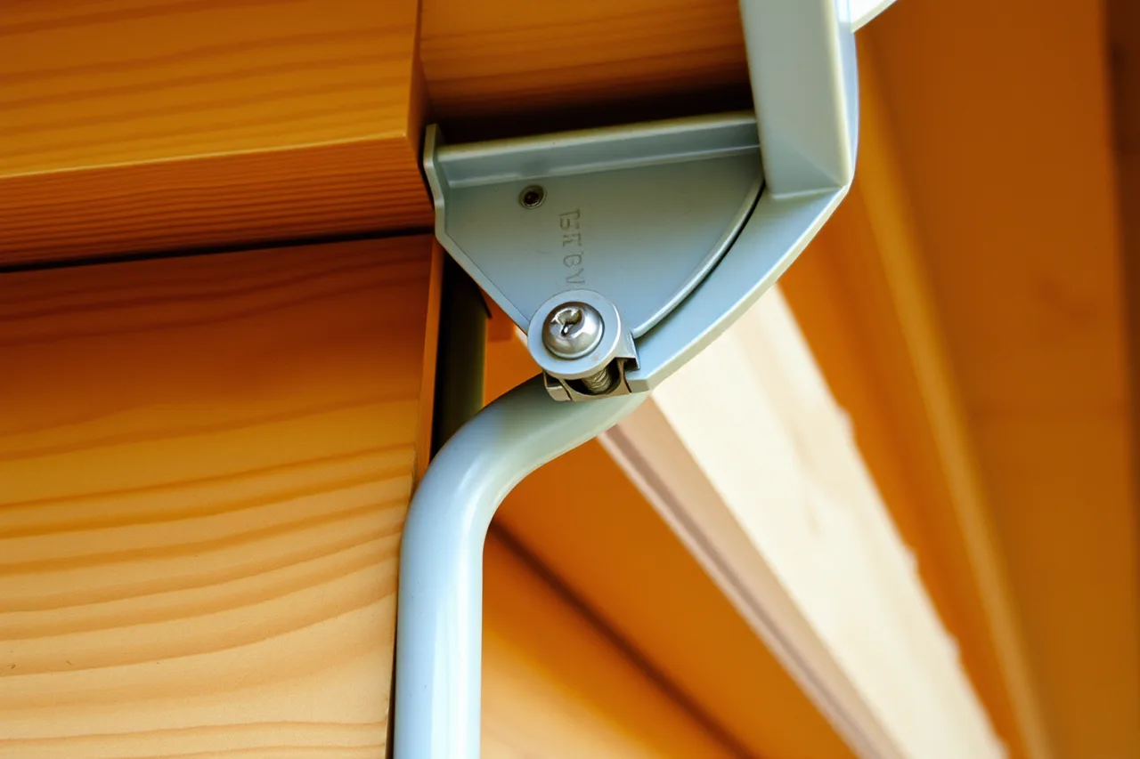 Gutter hanger screwed into fascia board holding gutter (Gutter service equipment essentials for a new business)