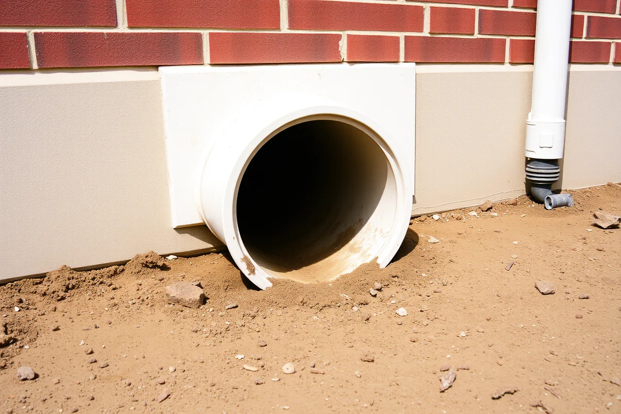 Finished downspout discharge terminal with ground falling away from building (Gutter service quality assurance: the version that survives contact with reality)